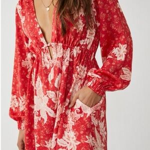 Free People Red Floral Mini Dress